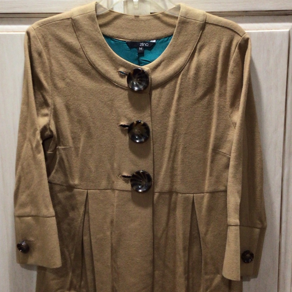 Zinc Tan Coat with Teal Lining Y2K